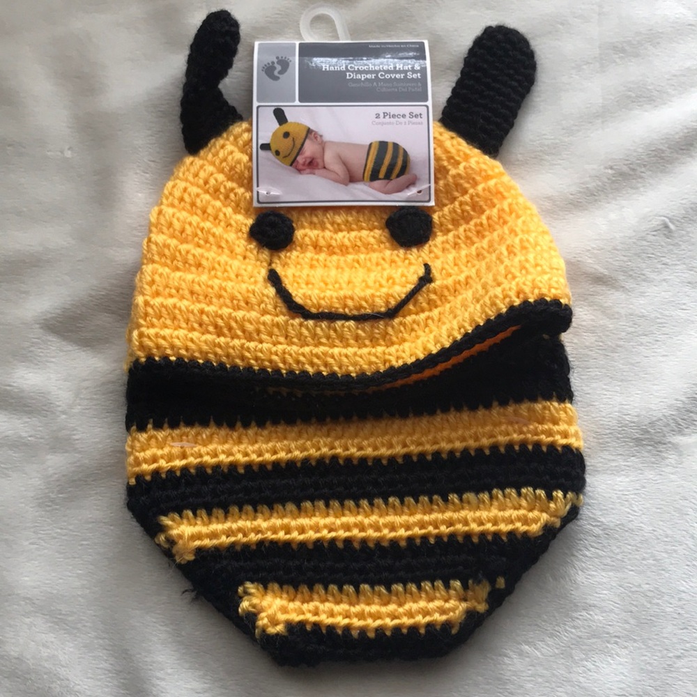 2 piece crochet hat and diaper cover set